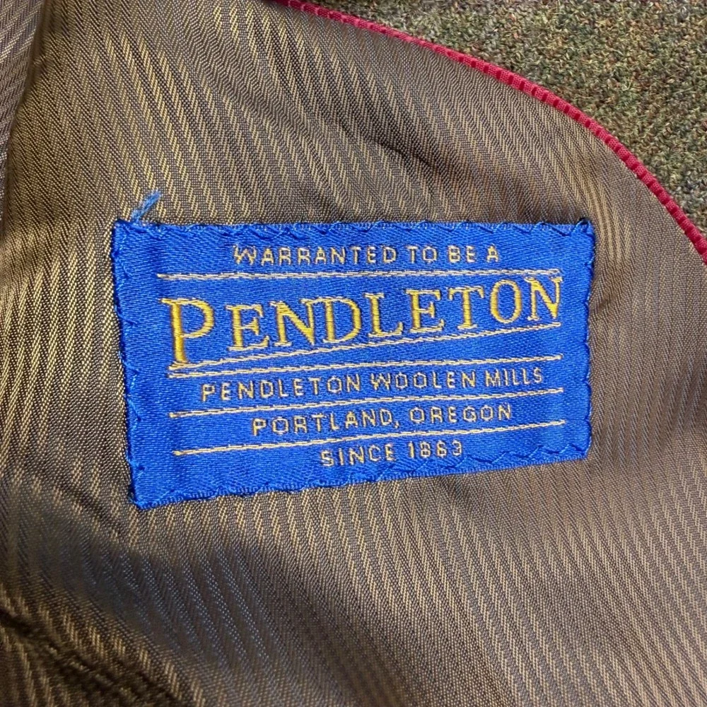 Pendleton Classic Mens 46R Brown Plaid Two Button Tweed Alpaca Wool Blend Blazer